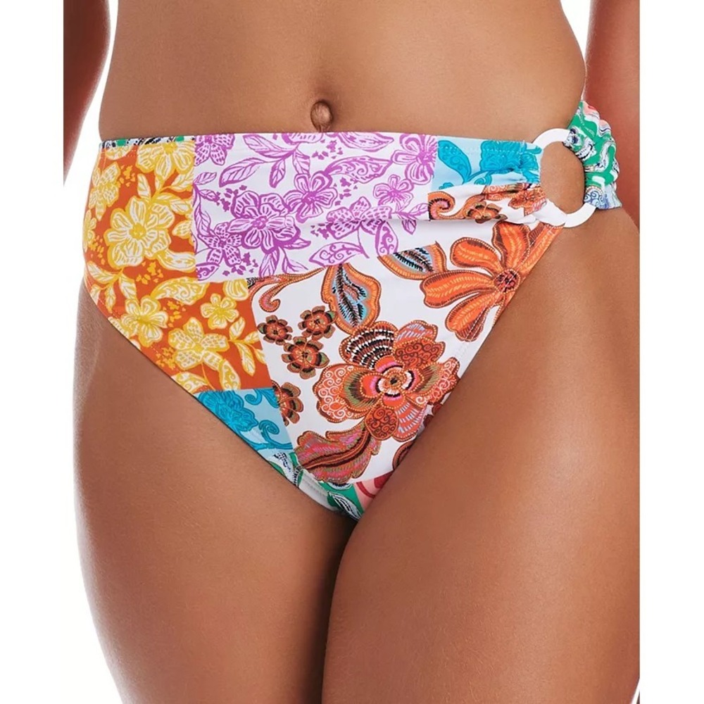 Bar III Womens Size XL Beachside Boheme Ring-Side High-Leg Bikini Bottoms 334